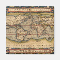 Vintage World Map by Abraham Ortelius 1564