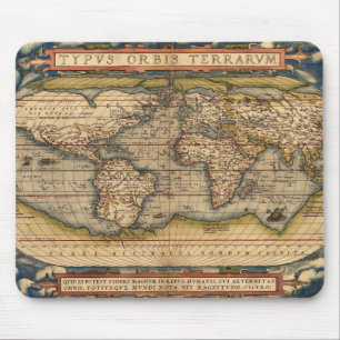 Vintage World Map by Abraham Ortelius 1564 Mouse Pad