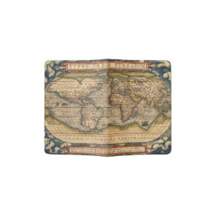 Vintage World Map by Abraham Ortelius 1564 Passport Holder
