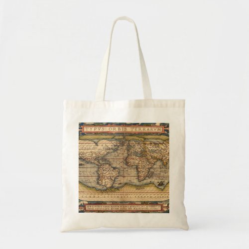 Vintage World Map by Abraham Ortelius 1564 Tote Bag