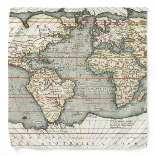 Vintage World Map by Abraham Ortelius 15871595 Bandana