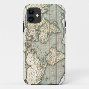 Vintage World Map by Abraham Ortelius 1587–1595 iPhone 11 Case
