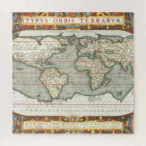 Vintage World Map by Abraham Ortelius 15871595 Jigsaw Puzzle