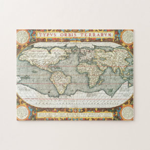 Vintage World Map by Abraham Ortelius 1587–1595 Jigsaw Puzzle