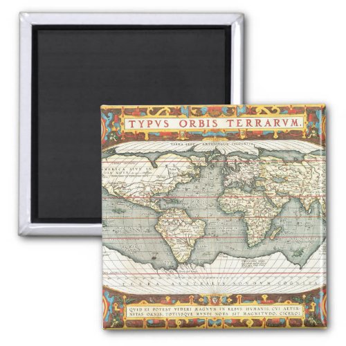 Vintage World Map by Abraham Ortelius 15871595 Magnet