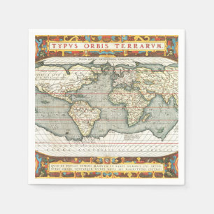 Vintage World Map by Abraham Ortelius 1587–1595 Napkins