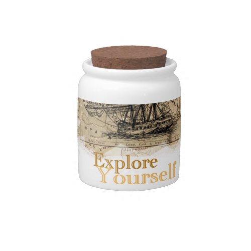 Vintage World Map Candy Jar