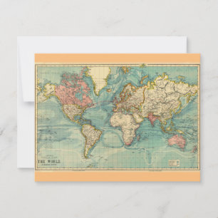 Vintage World Map Card