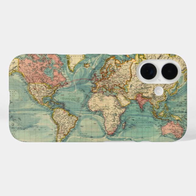 Vintage World Map Case-Mate iPhone Case (Back (Horizontal))