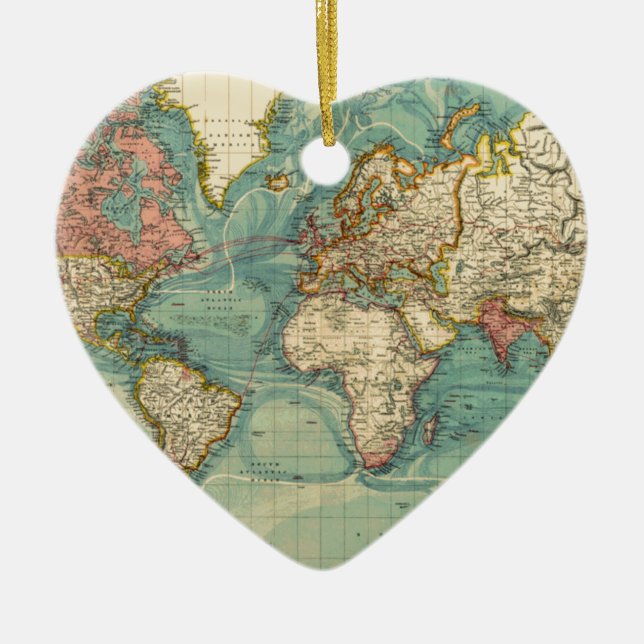 Vintage World Map Ceramic Ornament (Front)