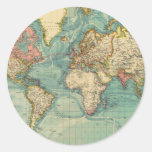 Vintage World Map Classic Round Sticker