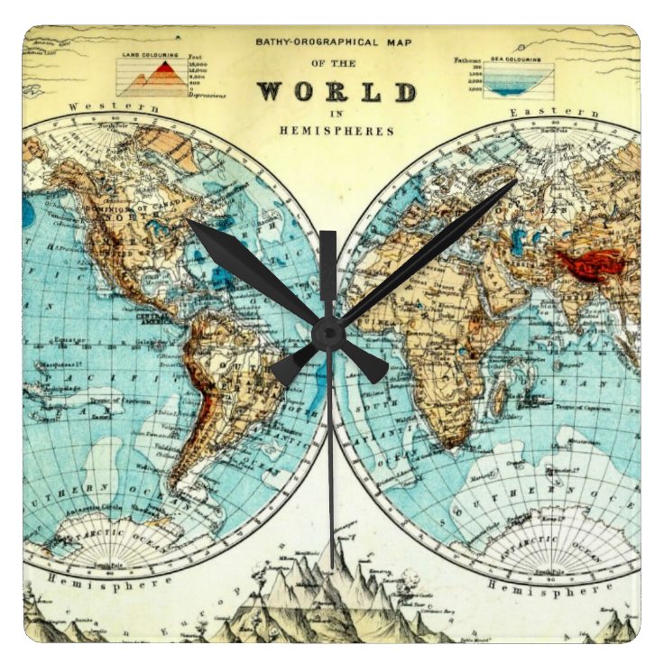 Vintage World Map Clock Zazzle