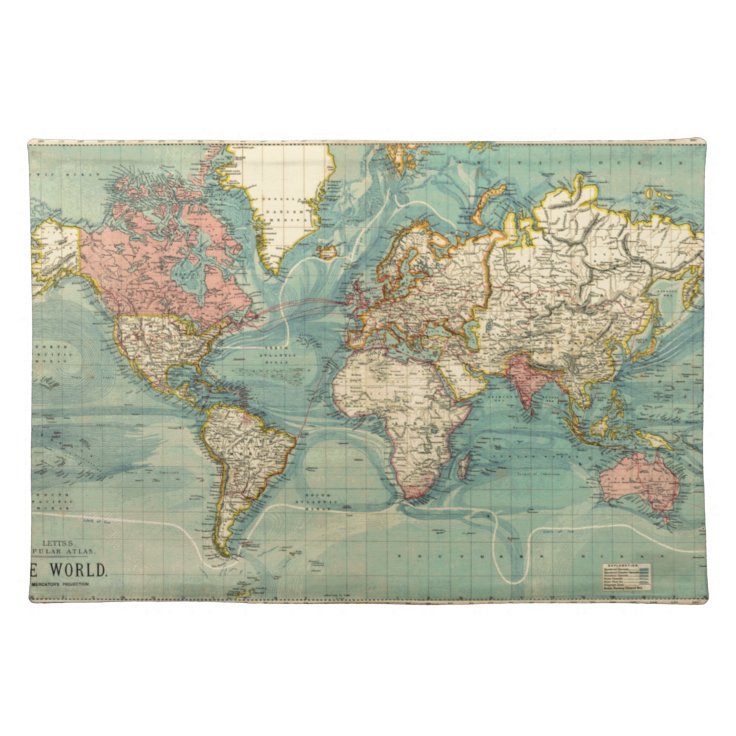 Vintage World Map Cloth Placemat | Zazzle