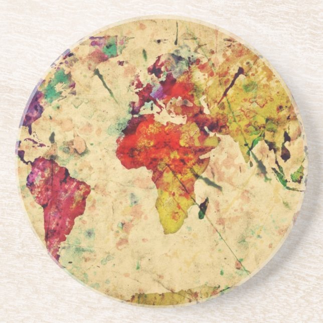 Vintage world map coaster (Front)