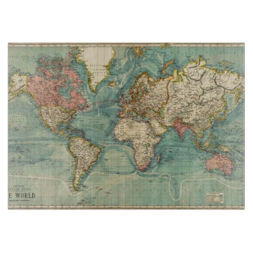 Vintage World Map Cutting Board