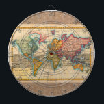 Vintage World Map Dart Board<br><div class="desc">World Map -- the Planisphere A highly colorful world map from the 1700s, this world map print is from an authentic map originally published in 1780. It shows the world in vibrant full color. The world map continents are quite well rendered for being drawn 250 years ago. This beautiful world...</div>