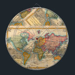 Vintage World Map Dartboard<br><div class="desc">World Map -- the Planisphere A highly colorful world map from the 1700s, this world map print is from an authentic map originally published in 1780. It shows the world in vibrant full color. The world map continents are quite well rendered for being drawn 250 years ago. This beautiful world...</div>