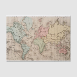 Vintage World Map Decoupage  Tissue Paper