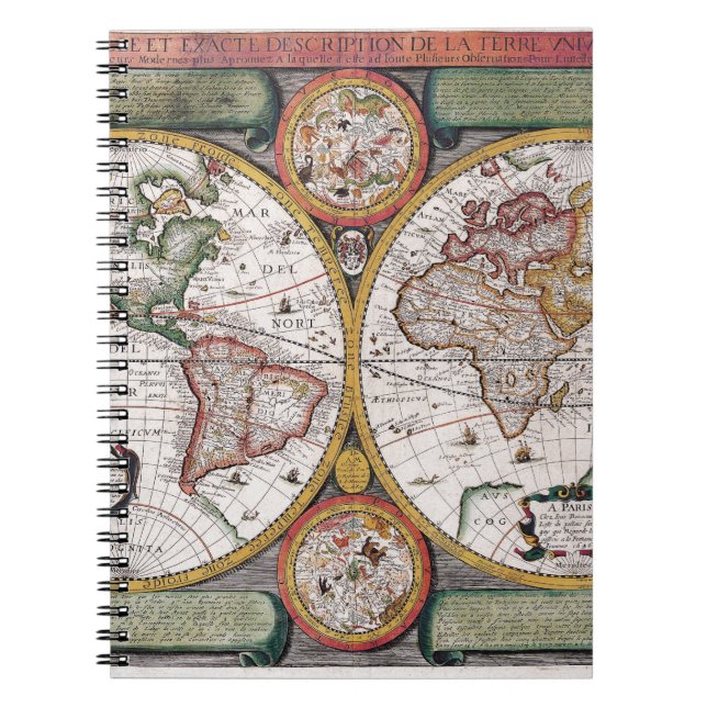 Vintage World Map Explorer Notebook (Front)