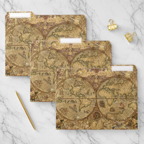 Vintage World Map File Folder
