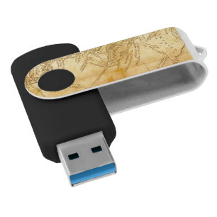 Vintage world map flash drive