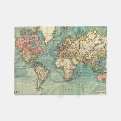 Vintage World Map Fleece Blanket