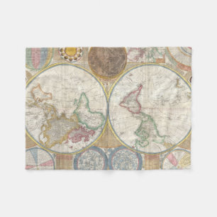 Vintage World Map Fleece Blanket
