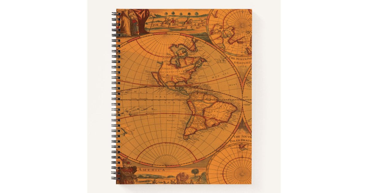 Vintage World Map For The Geography Lovers Notebook | Zazzle