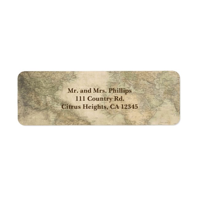 Vintage World Map Geography Travel Unique Label (Front)