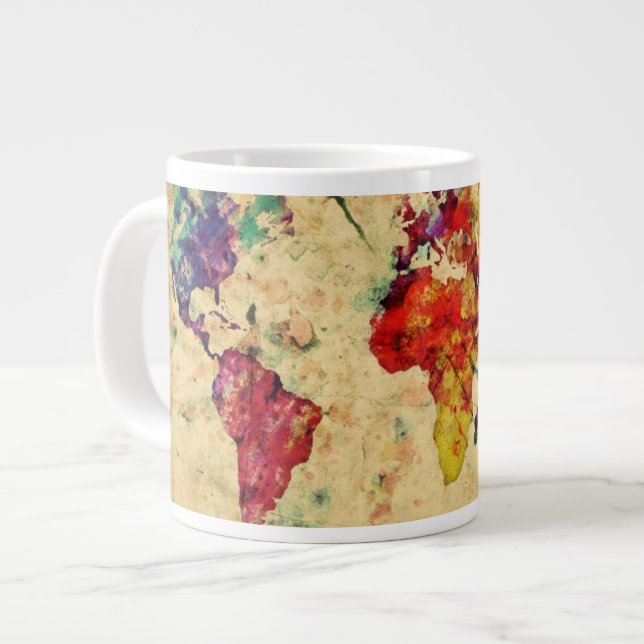 Vintage world map giant coffee mug (Front Left)