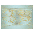 Vintage World Map Gold Aqua Blue Decoupage