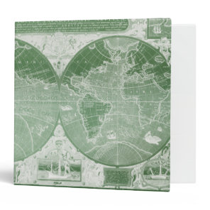 Vintage World Map Green Personalized Recipe Binder
