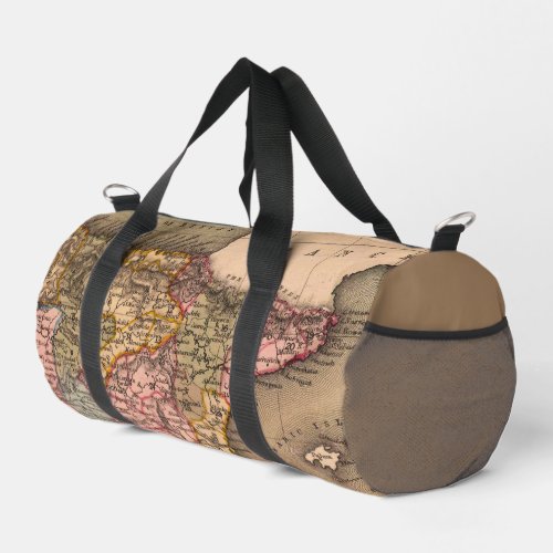 Vintage World Map in Brown and Pink Duffle Bag