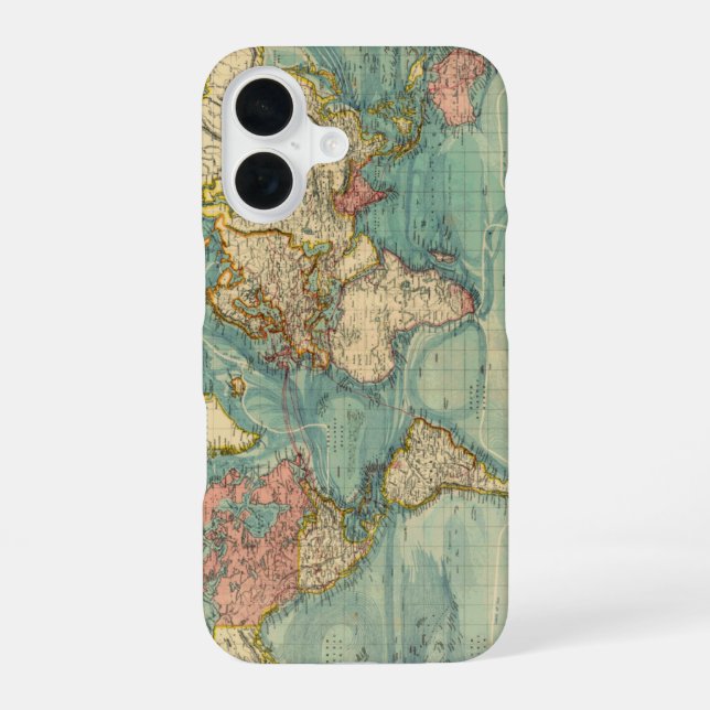 Vintage World Map Iphone Case (Back)
