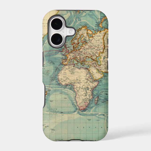 Vintage World Map Iphone Case (Back)
