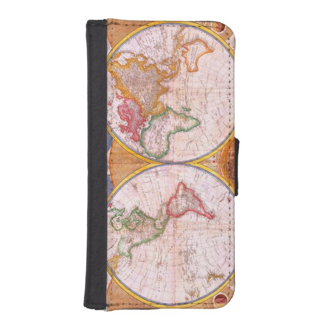 Vintage World Map iPhone Wallet Case (Front)