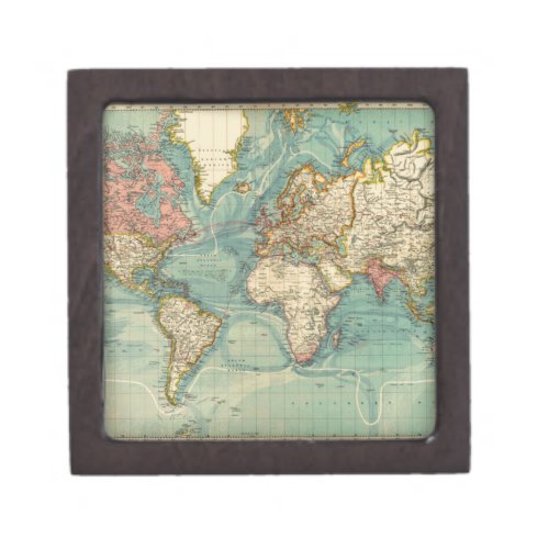 Vintage World Map Keepsake Box