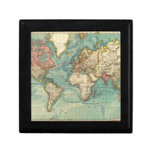 Vintage World Map Keepsake Box