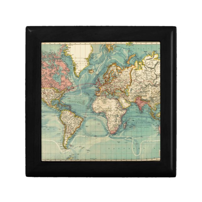Vintage World Map Keepsake Box (Front)