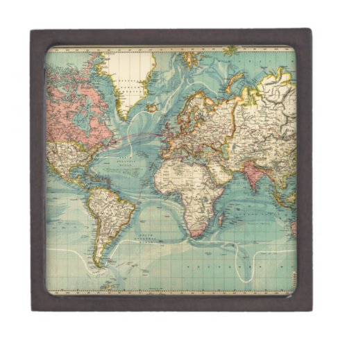 Vintage World Map Keepsake Box