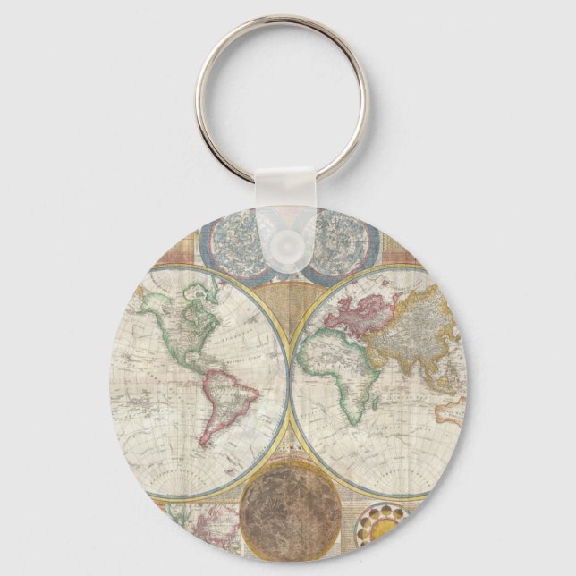 Vintage WORLD MAP Keychain (Front)