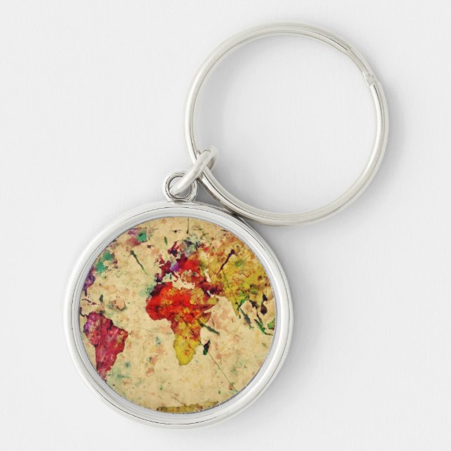 Vintage world map keychain (Front)