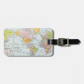 Vintage World Map Luggage Tag by Mapology at Zazzle