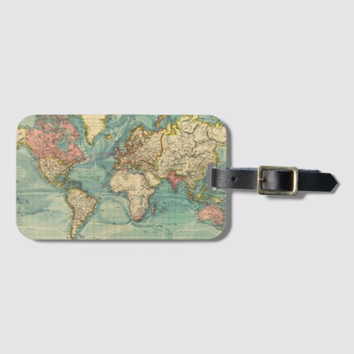 Vintage World Map Luggage Tag