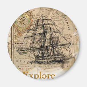 Vintage World Map Magnet