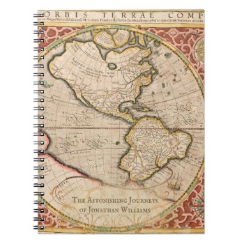 Vintage World Map Monogram Name Notebook by ilovedigis at Zazzle
