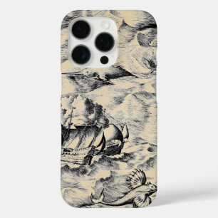 Vintage World Map Monsters Narwhal and Flying Fish iPhone 16 Pro Case