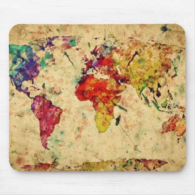 Vintage world map mouse pad (Front)