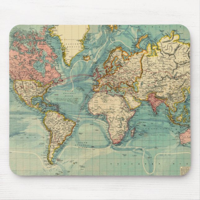Vintage World Map Mouse Pad (Front)