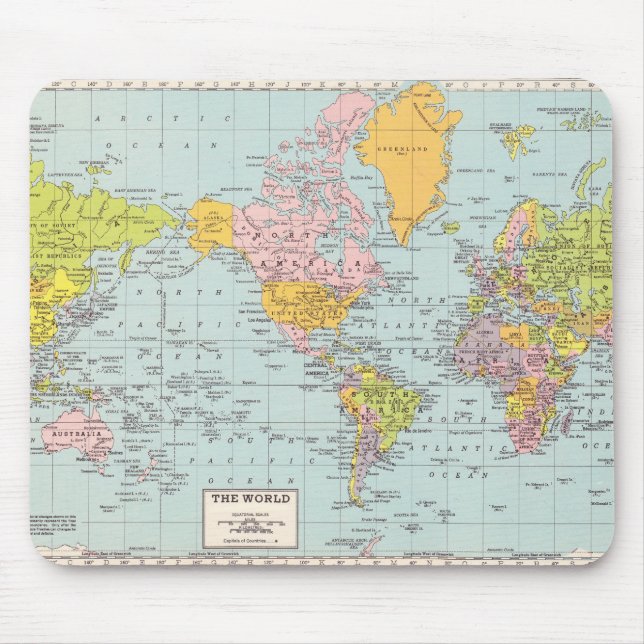 Vintage World Map Mouse Pad (Front)